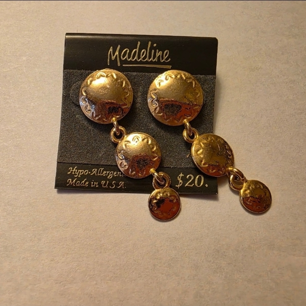 Madeline Triple Disc Gold Earrings